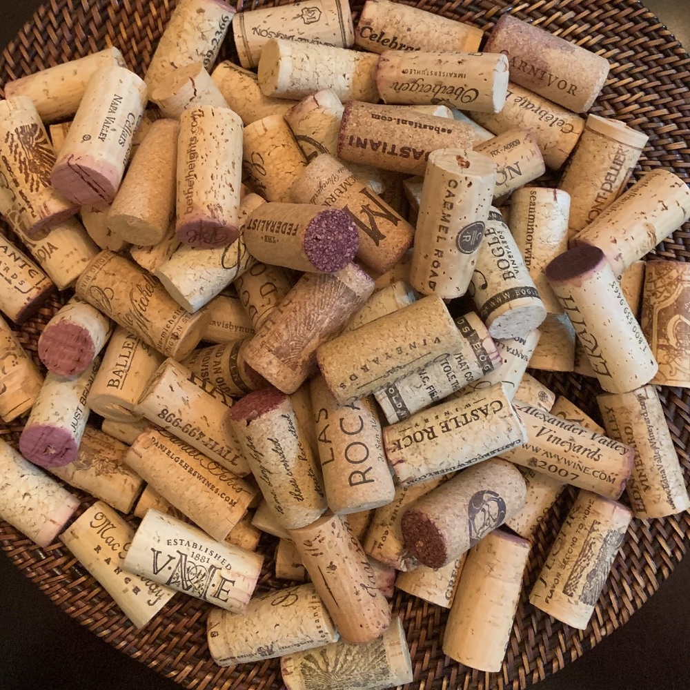 All natural, printed, authentic, used wine corks